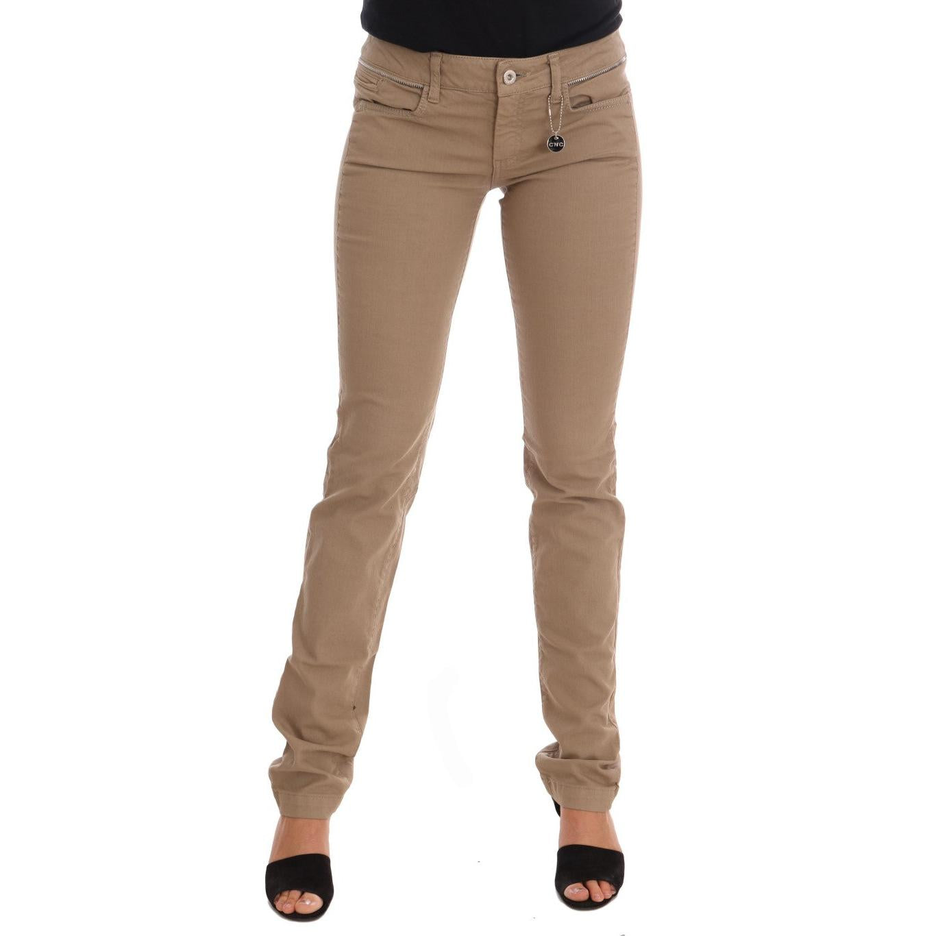 Costume National Beige Cotton Stretch Slim Fit Jeans