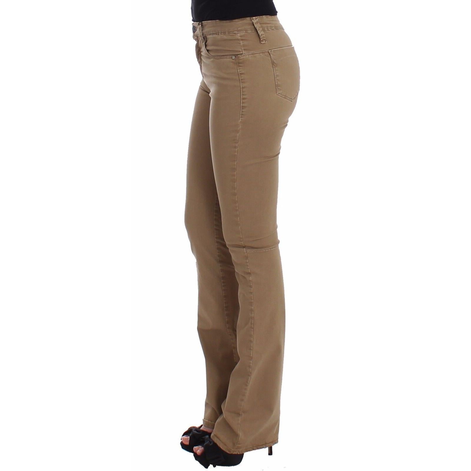 Costume National Beige Straight Leg Denim Pants Stretch Jeans