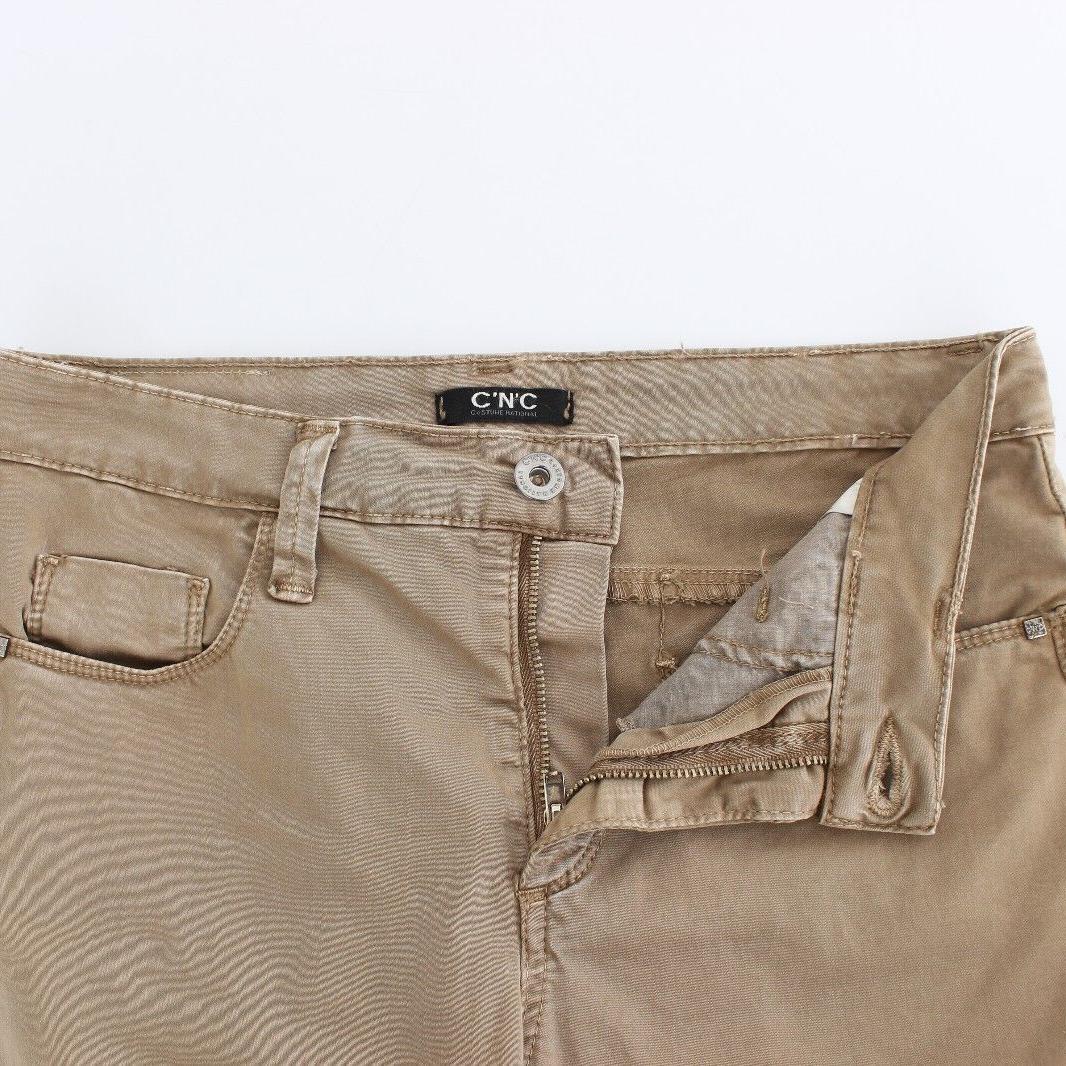 Costume National Beige Straight Leg Denim Pants Stretch Jeans