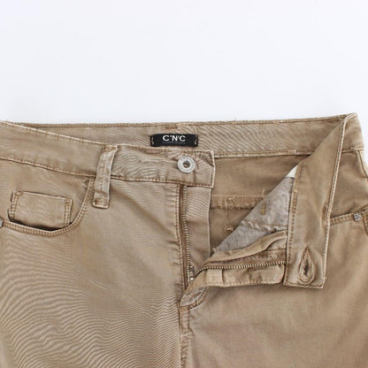 Costume National Beige Straight Leg Denim Pants Stretch Jeans