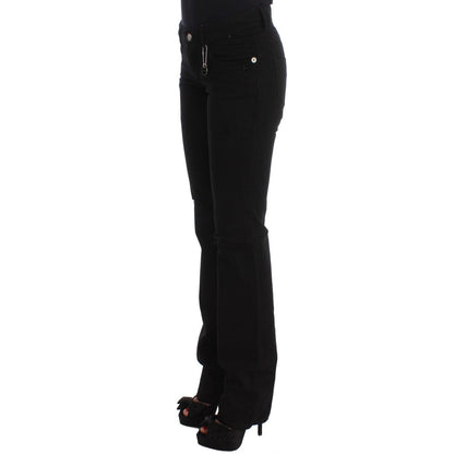 Costume National Black Cotton Slim Fit Bootcut Jeans