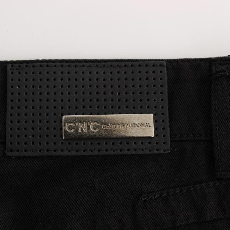 Costume National Black Cotton Slim Fit Bootcut Jeans
