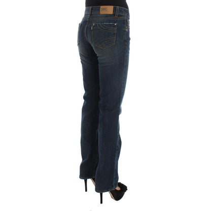 Costume National Blue Cotton Blend Bootcut Jeans