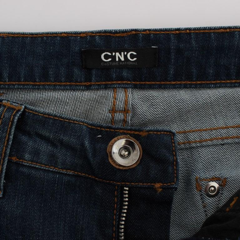 Costume National Blue Cotton Blend Bootcut Jeans