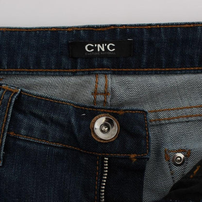Costume National Blue Cotton Blend Bootcut Jeans