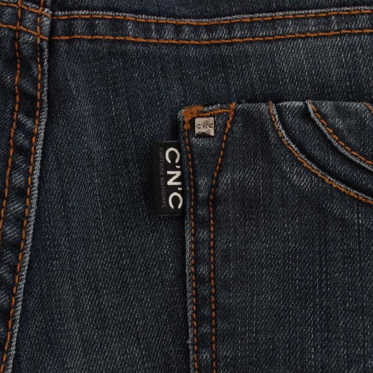 Costume National Blue Cotton Blend Bootcut Jeans