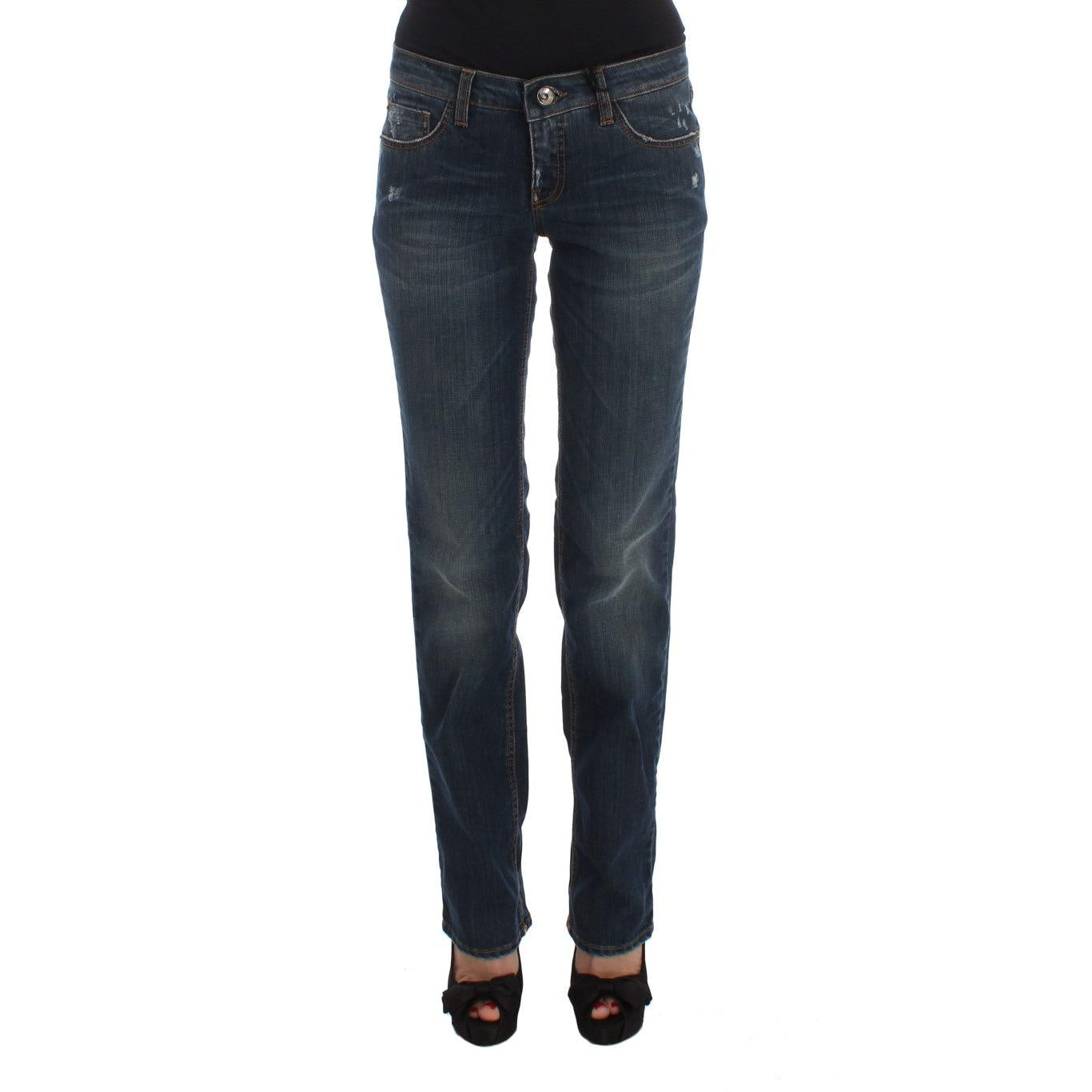 Costume National Blue Cotton Blend Bootcut Jeans