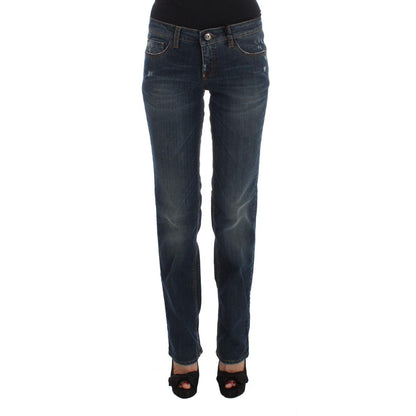 Costume National Blue Cotton Blend Bootcut Jeans