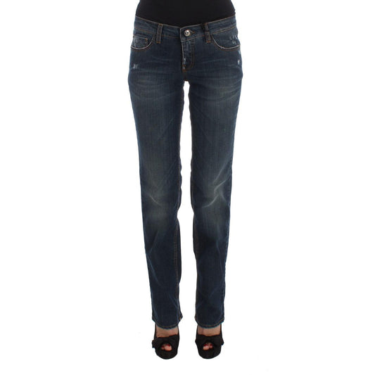 Costume National Blue Cotton Blend Bootcut Jeans