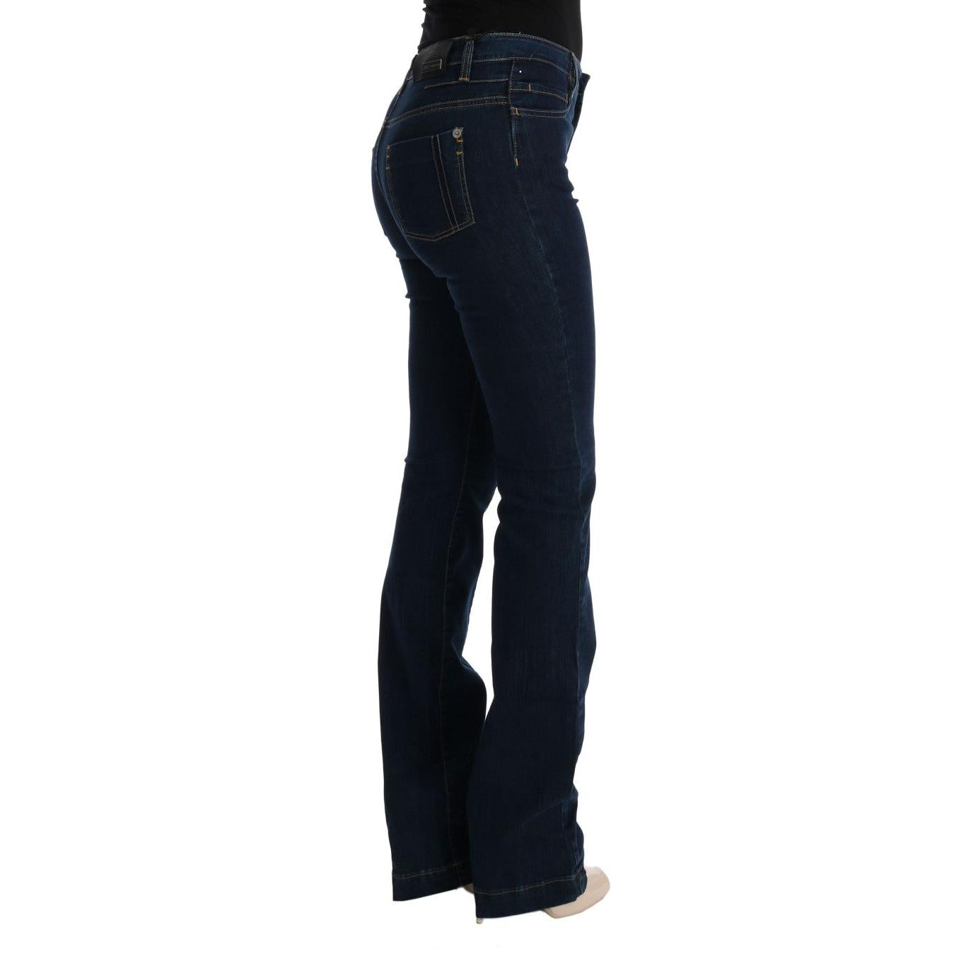 Costume National Blue Cotton Bootcut Flared Jeans