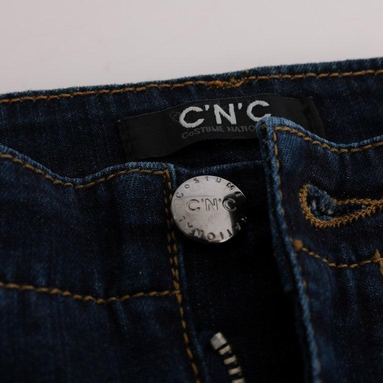 Costume National Blue Cotton Bootcut Flared Jeans