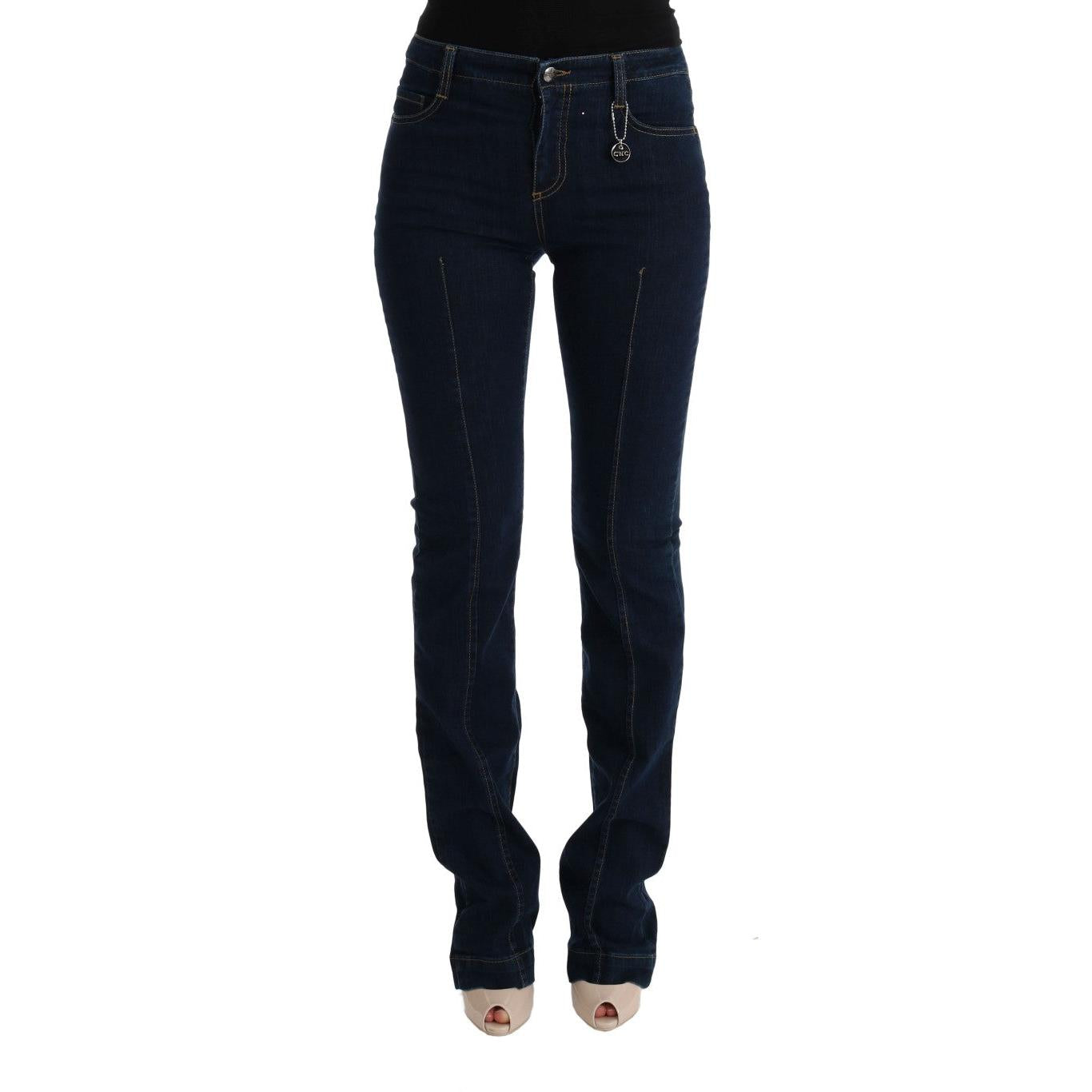 Costume National Blue Cotton Bootcut Flared Jeans
