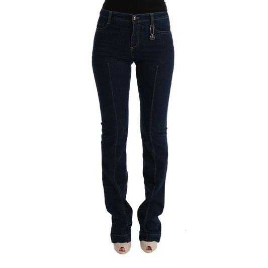 Costume National Blue Cotton Bootcut Flared Jeans