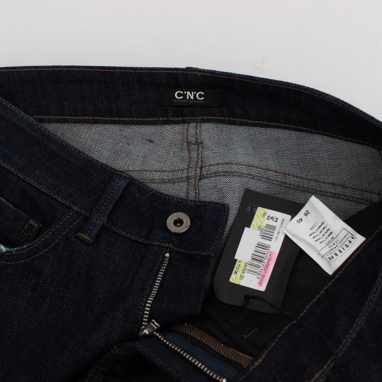 Costume National Blue Cotton Stretch Slim Fit Jeans