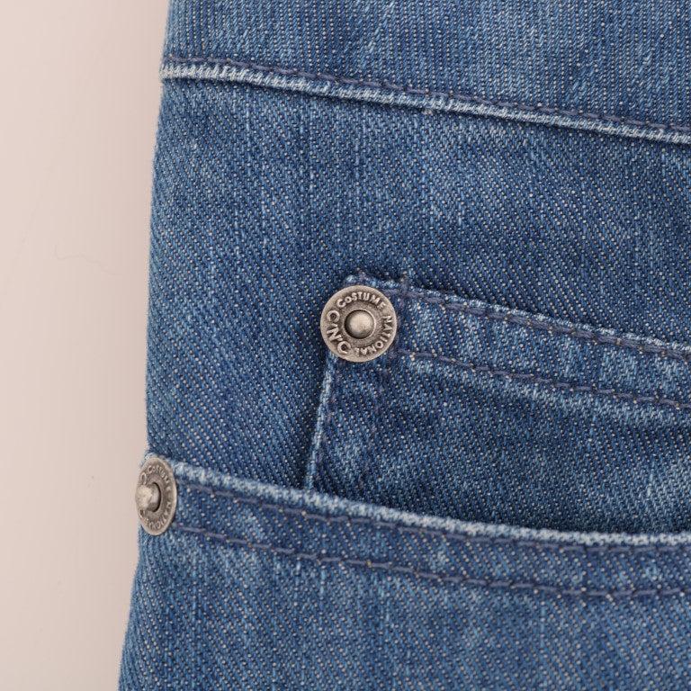 Costume National Blue Wash Cotton Boyfriend Fit Jeans