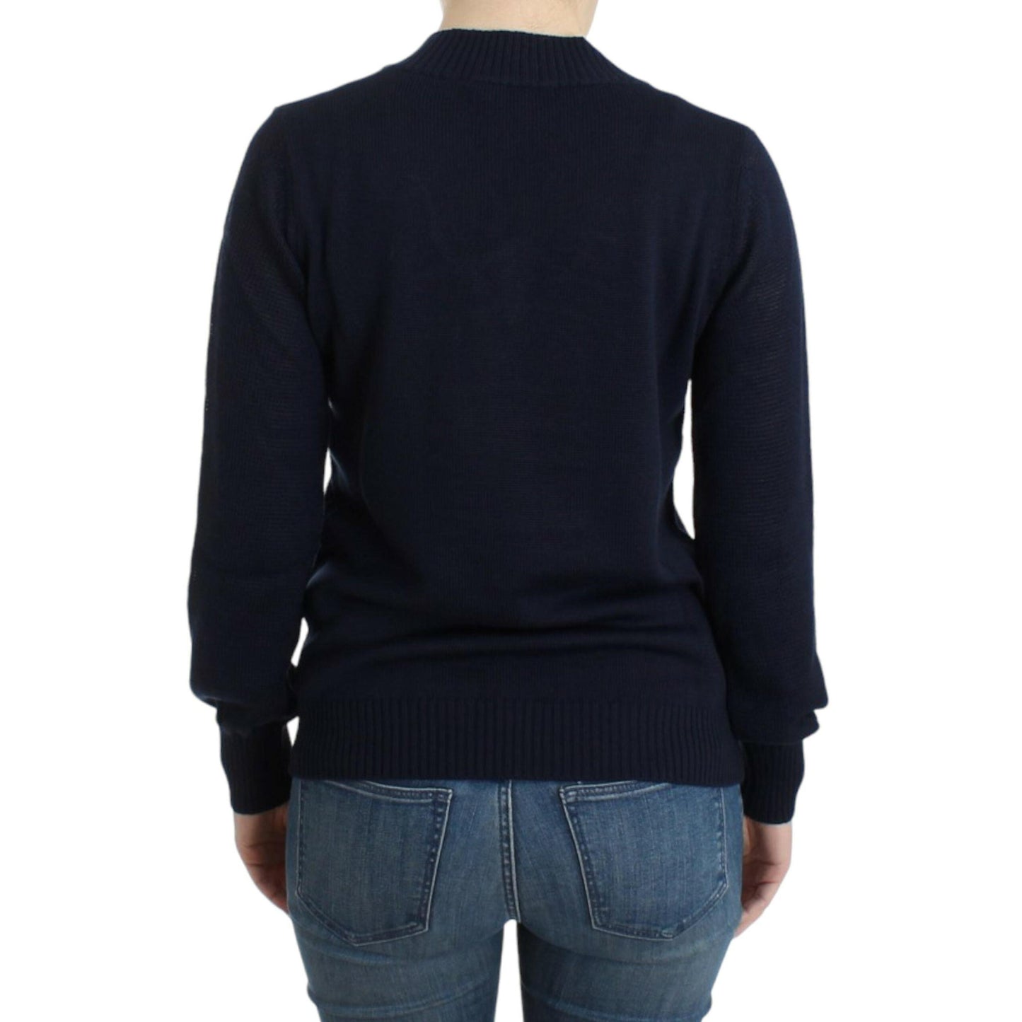 Costume National Dark blue V-neck wool sweater