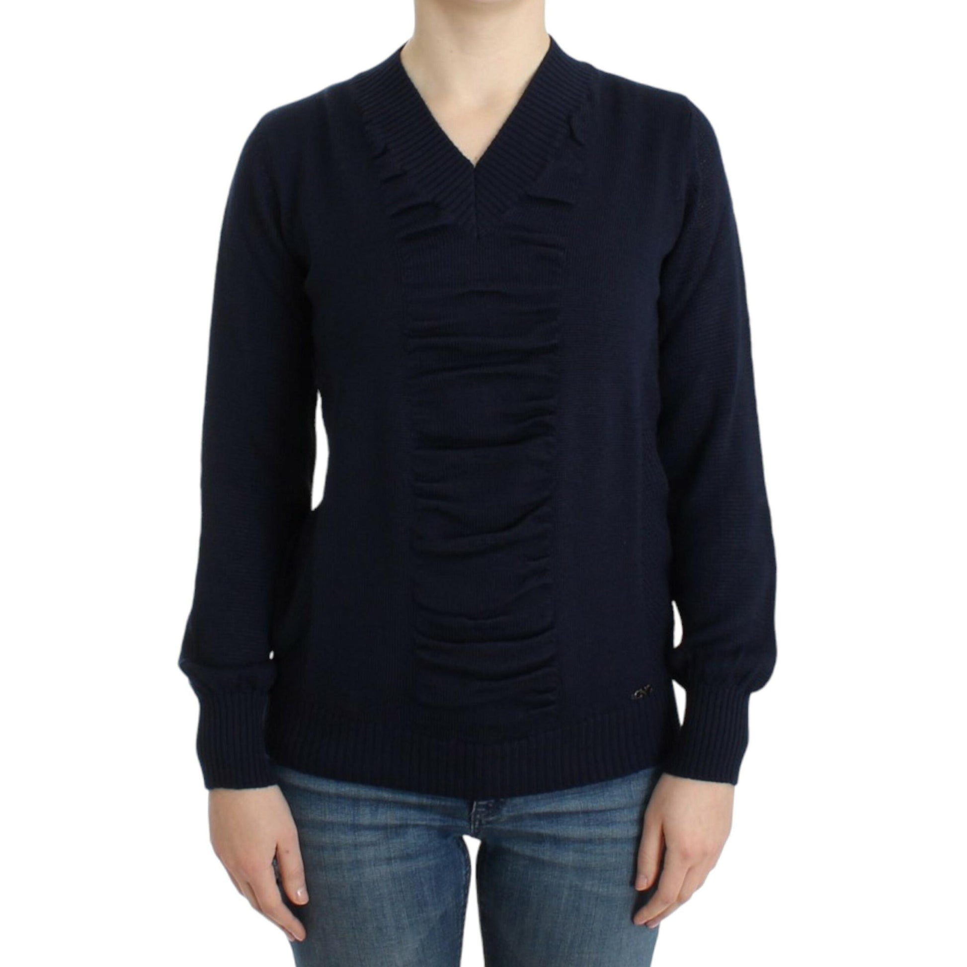 Costume National Dark blue V-neck wool sweater
