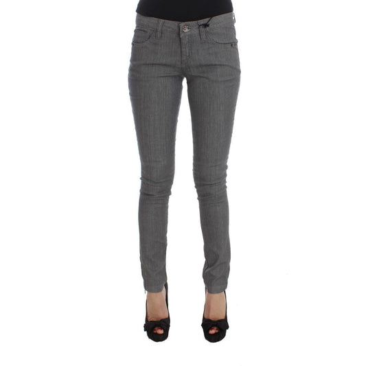 Costume National Gray Cotton Blend Slim Fit Jeans
