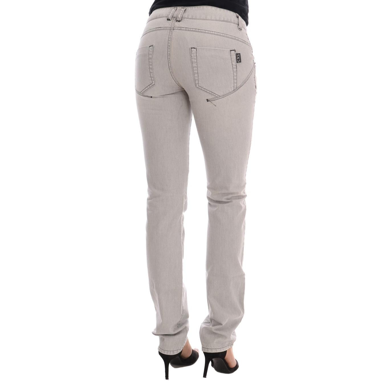 Costume National Gray Wash Cotton Slim Jeans