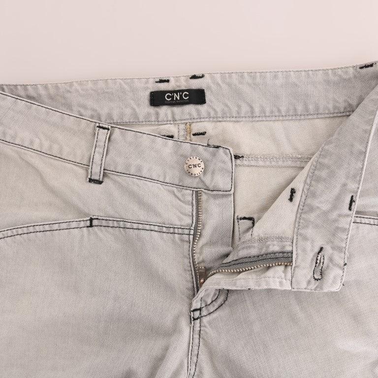 Costume National Gray Wash Cotton Slim Jeans