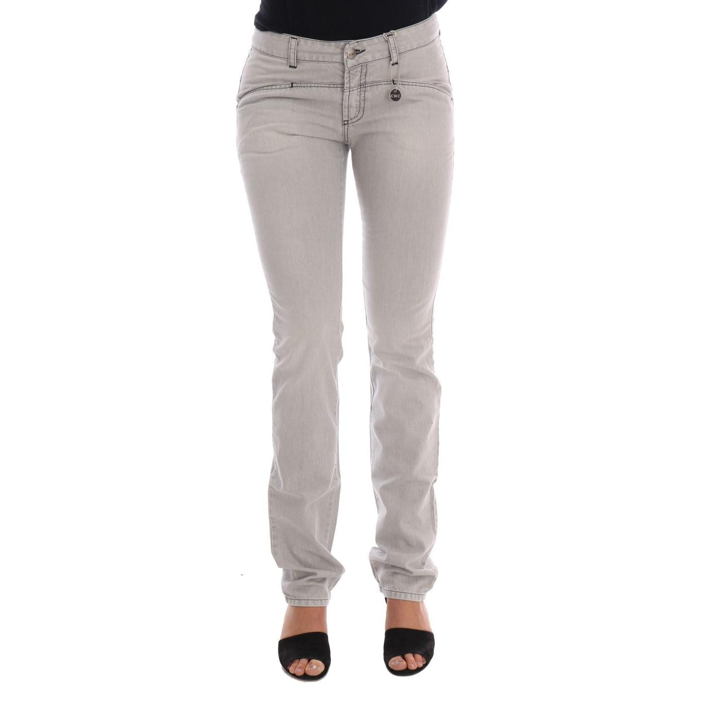 Costume National Gray Wash Cotton Slim Jeans