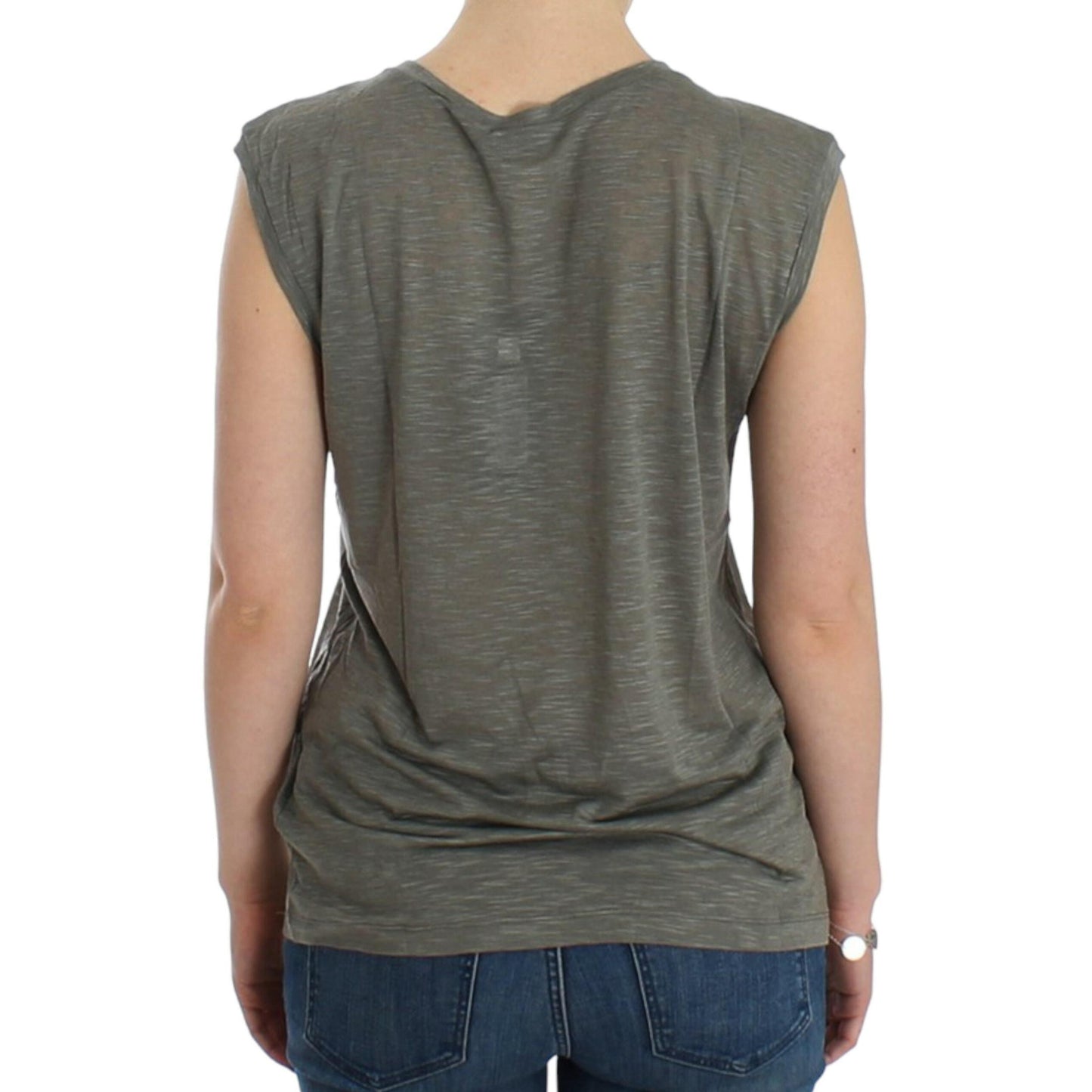 Costume National Gray print sleeveless t-shirt