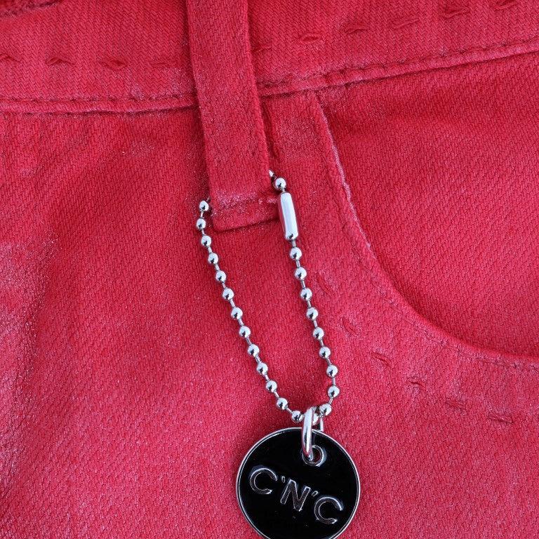 Costume National Red Cotton Stretch Slim Jeans