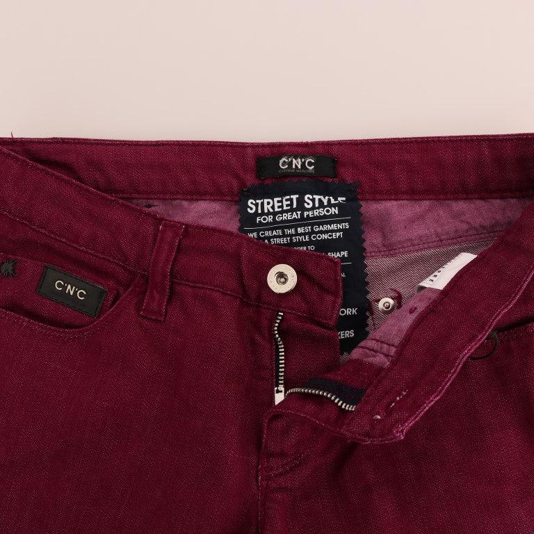 Costume National Red Wash Cotton Stretch Denim Jeans