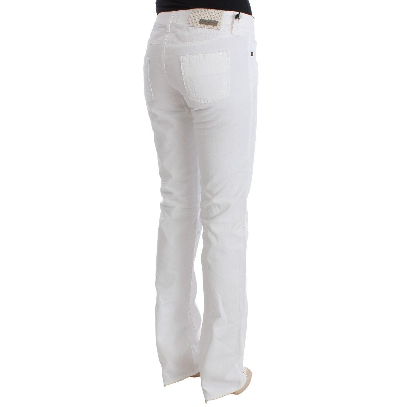 Costume National White Cotton Slim Fit Denim Bootcut Jeans