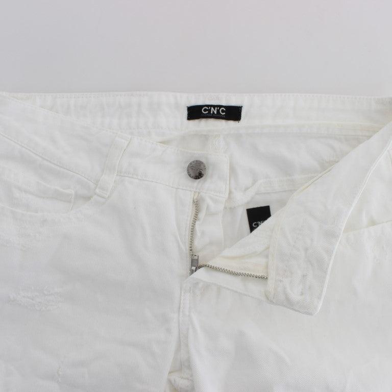 Costume National White Cotton Slim Fit Denim Bootcut Jeans