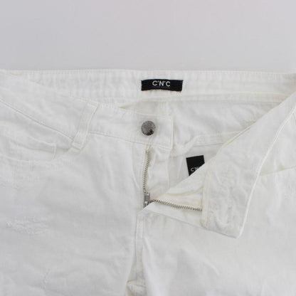 Costume National White Cotton Slim Fit Denim Bootcut Jeans