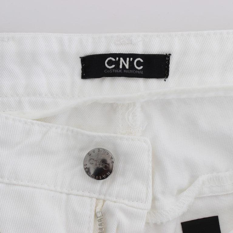 Costume National White Cotton Slim Fit Denim Bootcut Jeans