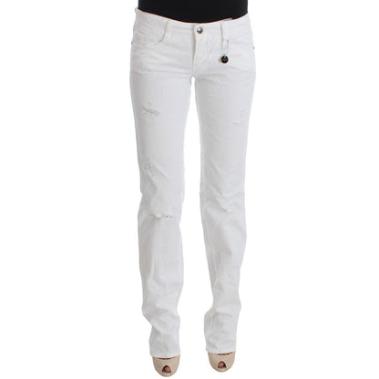 Costume National White Cotton Slim Fit Denim Bootcut Jeans