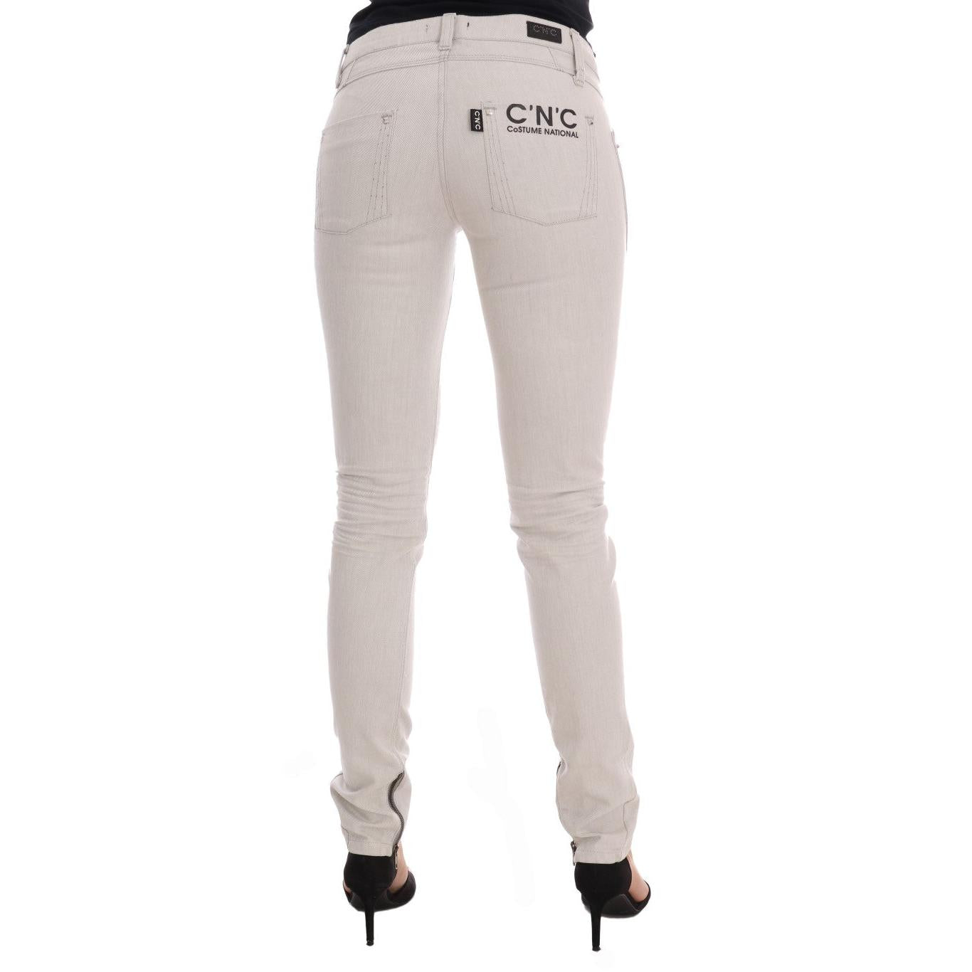 Costume National White Cotton Stretch Slim Jeans