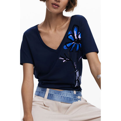 Desigual Blue Cotton Tops & T-Shirt