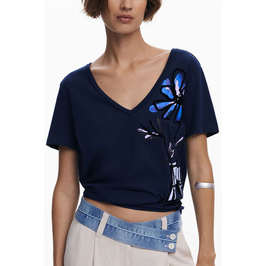 Desigual Blue Cotton Tops & T-Shirt