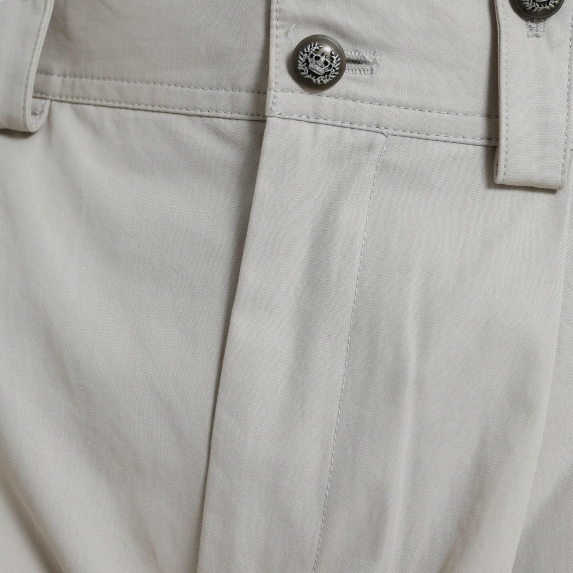 Dolce & Gabbana Beige Cotton High Waist Tapered Pants