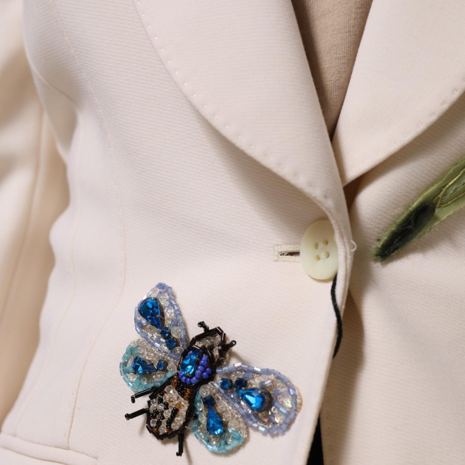 Dolce & Gabbana Beige Embroidered Single Breasted Jacket