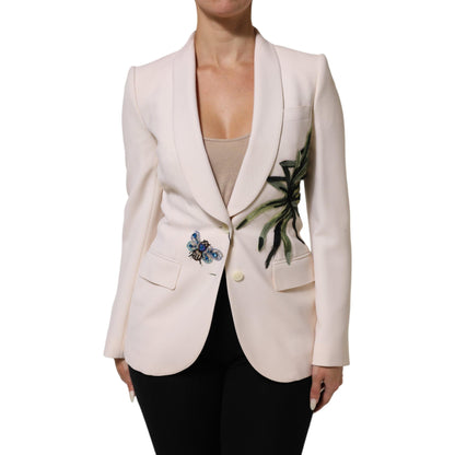 Dolce & Gabbana Beige Embroidered Single Breasted Jacket