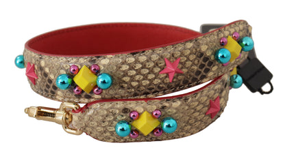 Dolce & Gabbana Beige Python Læder Krystals Skulder Strap