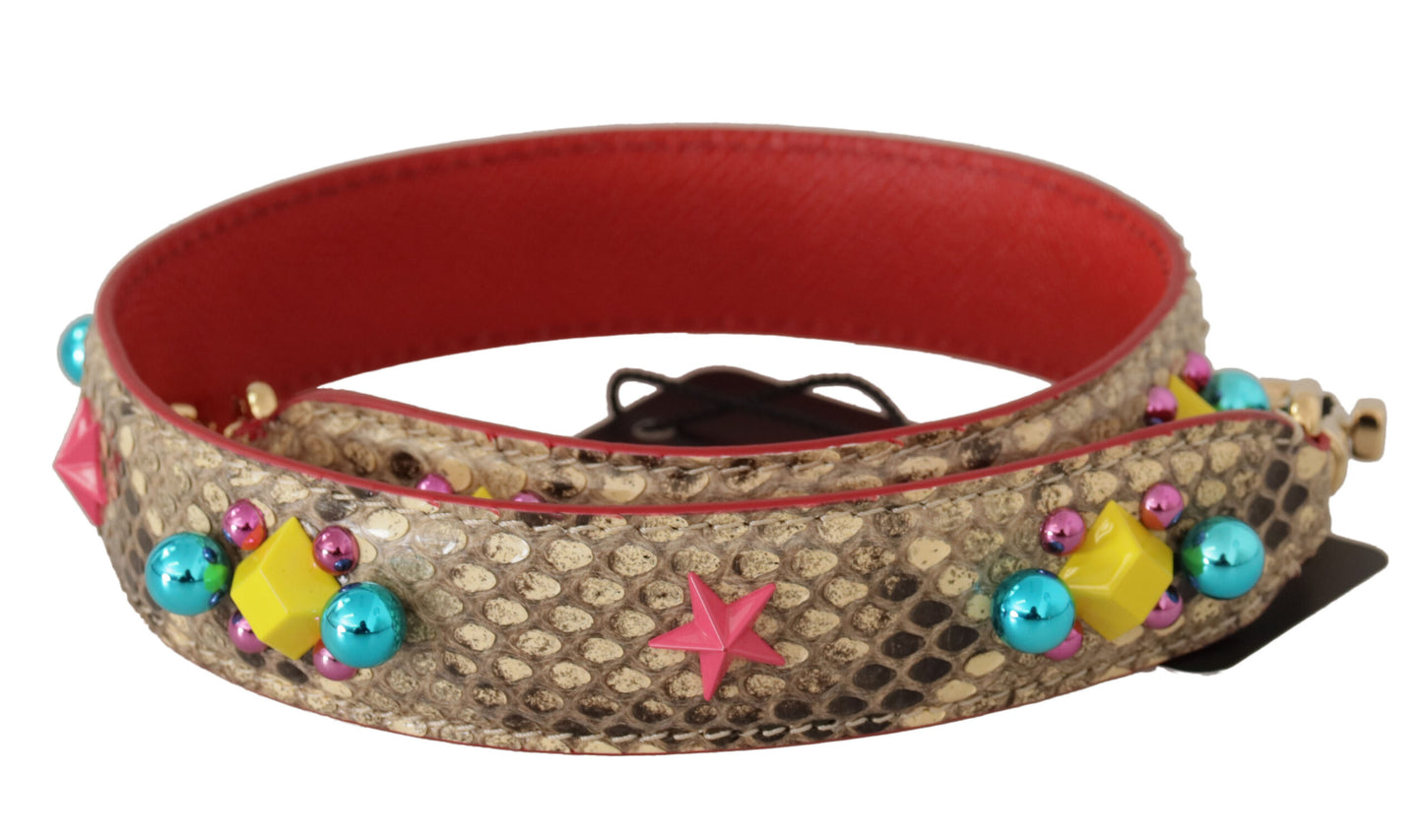 Dolce & Gabbana Beige Python Læder Krystals Skulder Strap