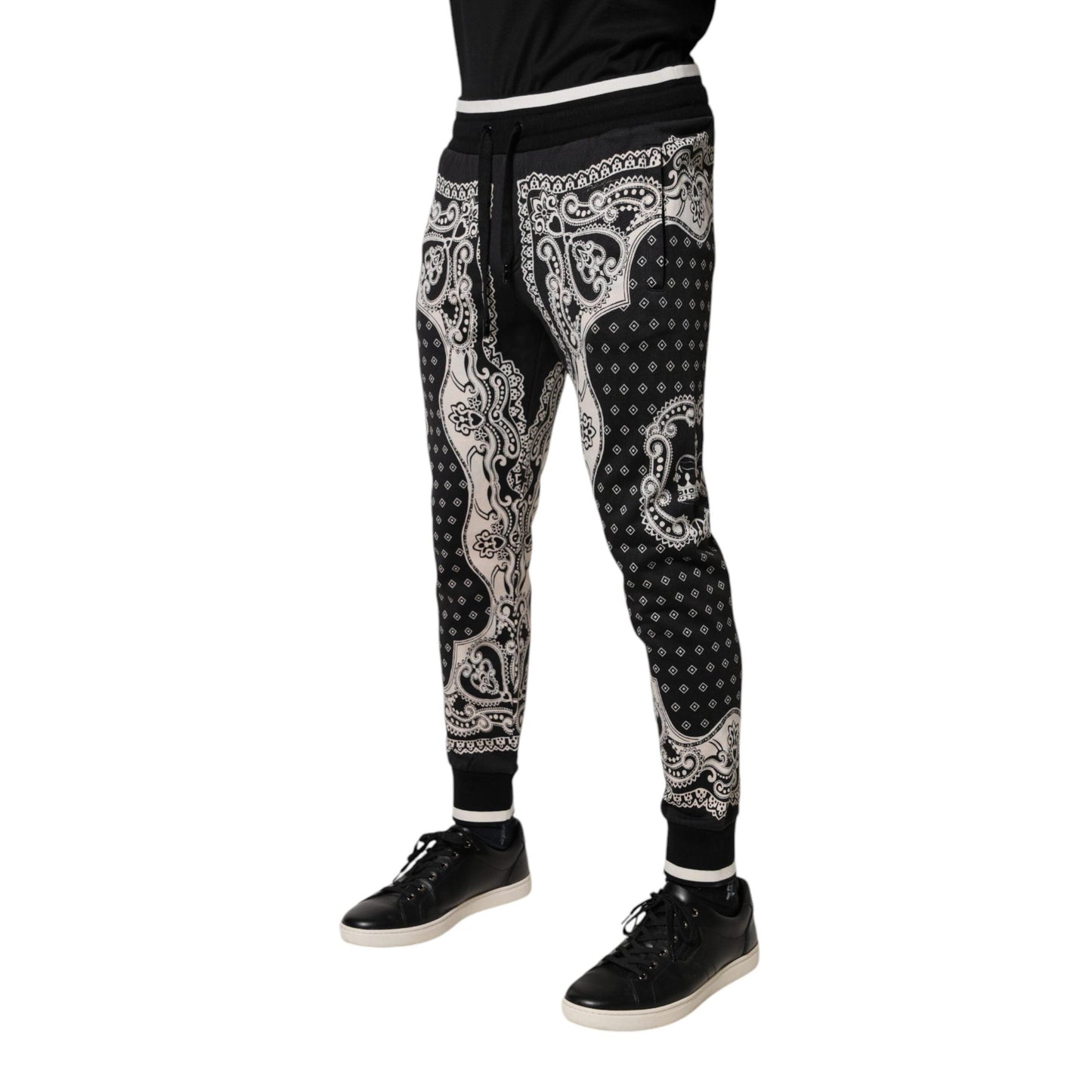Dolce & Gabbana Black Cotton Bandana Jogger Sweatpants Pants
