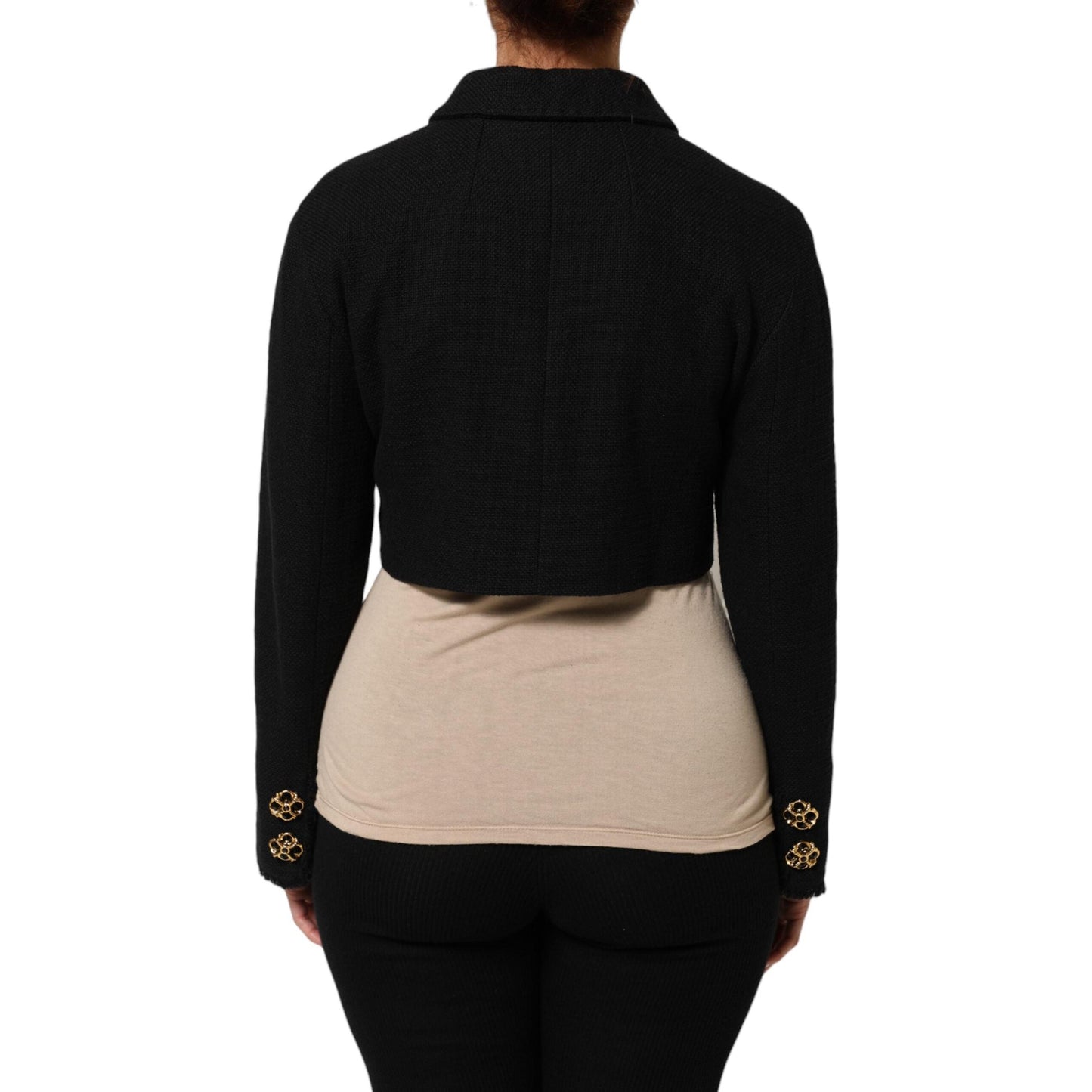 Dolce & Gabbana Black Cotton Full Zip Cropped Coat Jacket