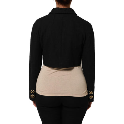 Dolce & Gabbana Black Cotton Full Zip Cropped Coat Jacket