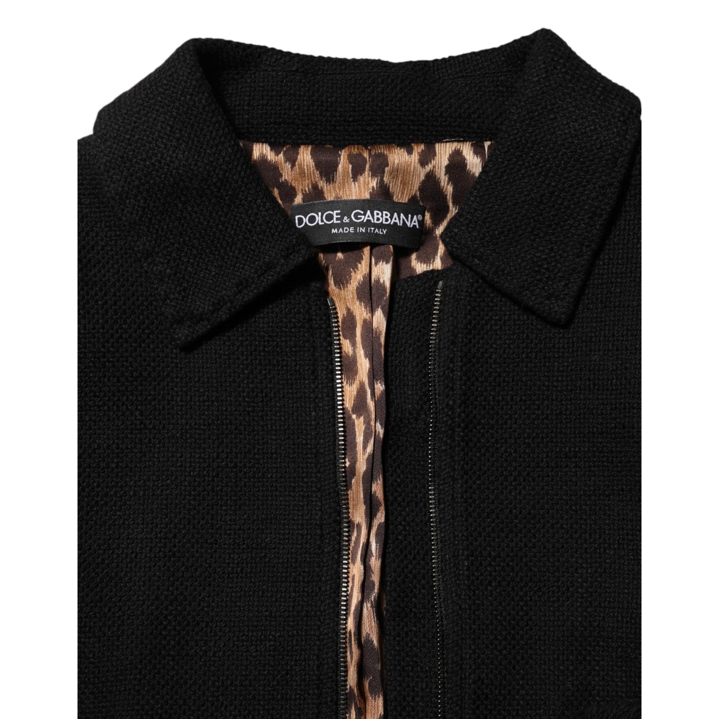 Dolce & Gabbana Black Cotton Full Zip Cropped Coat Jacket