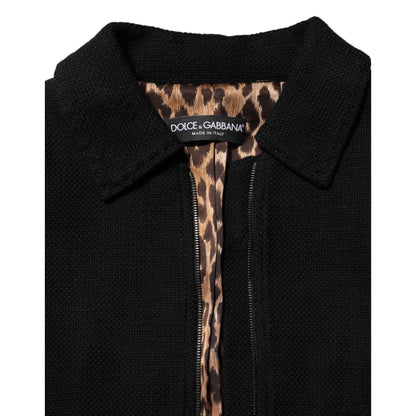 Dolce & Gabbana Black Cotton Full Zip Cropped Coat Jacket