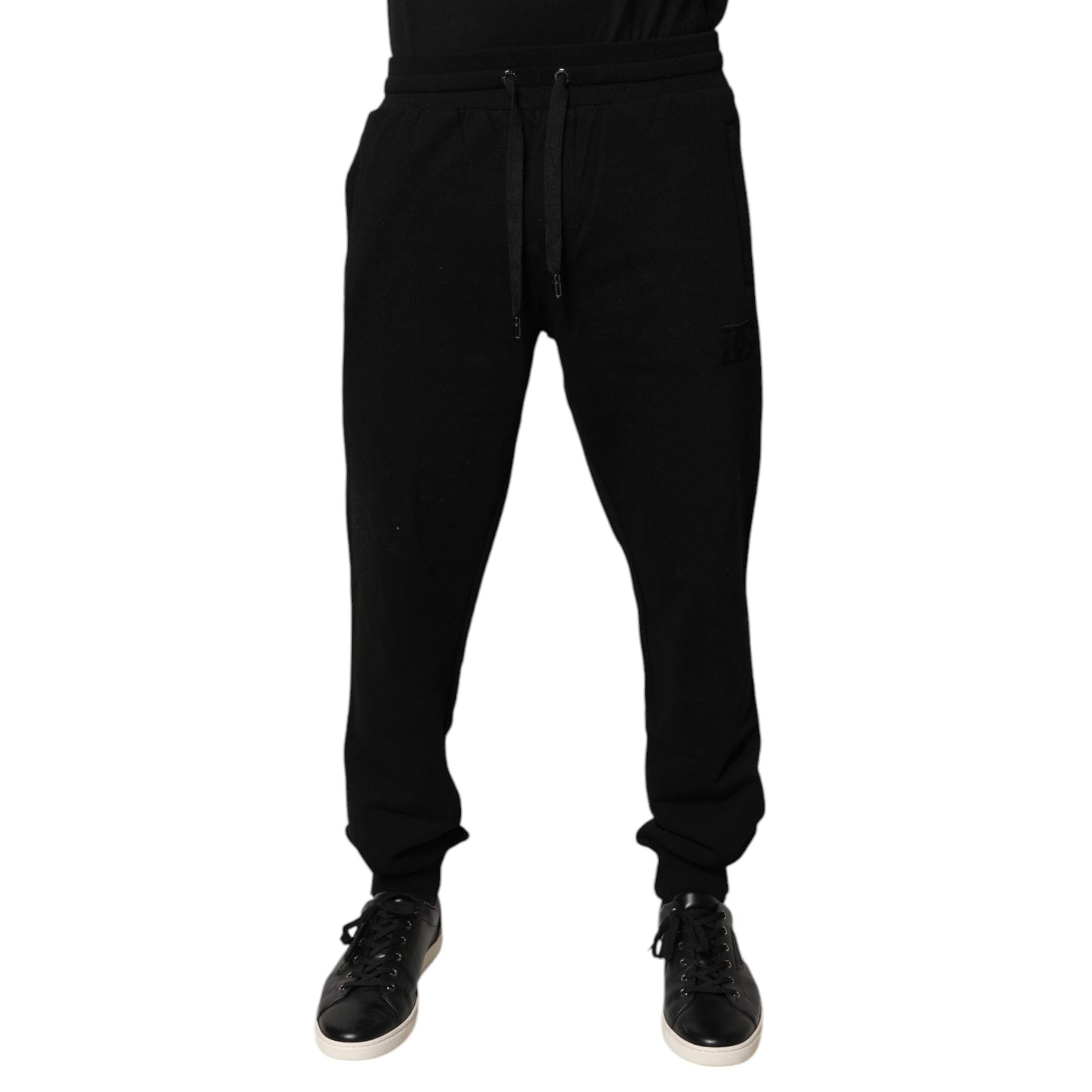 Dolce & Gabbana Black Cotton Mid Waist Jogger Sweatpants Pants