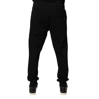 Dolce & Gabbana Black Cotton Mid Waist Jogger Sweatpants Pants