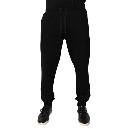 Dolce & Gabbana Black Cotton Mid Waist Jogger Sweatpants Pants