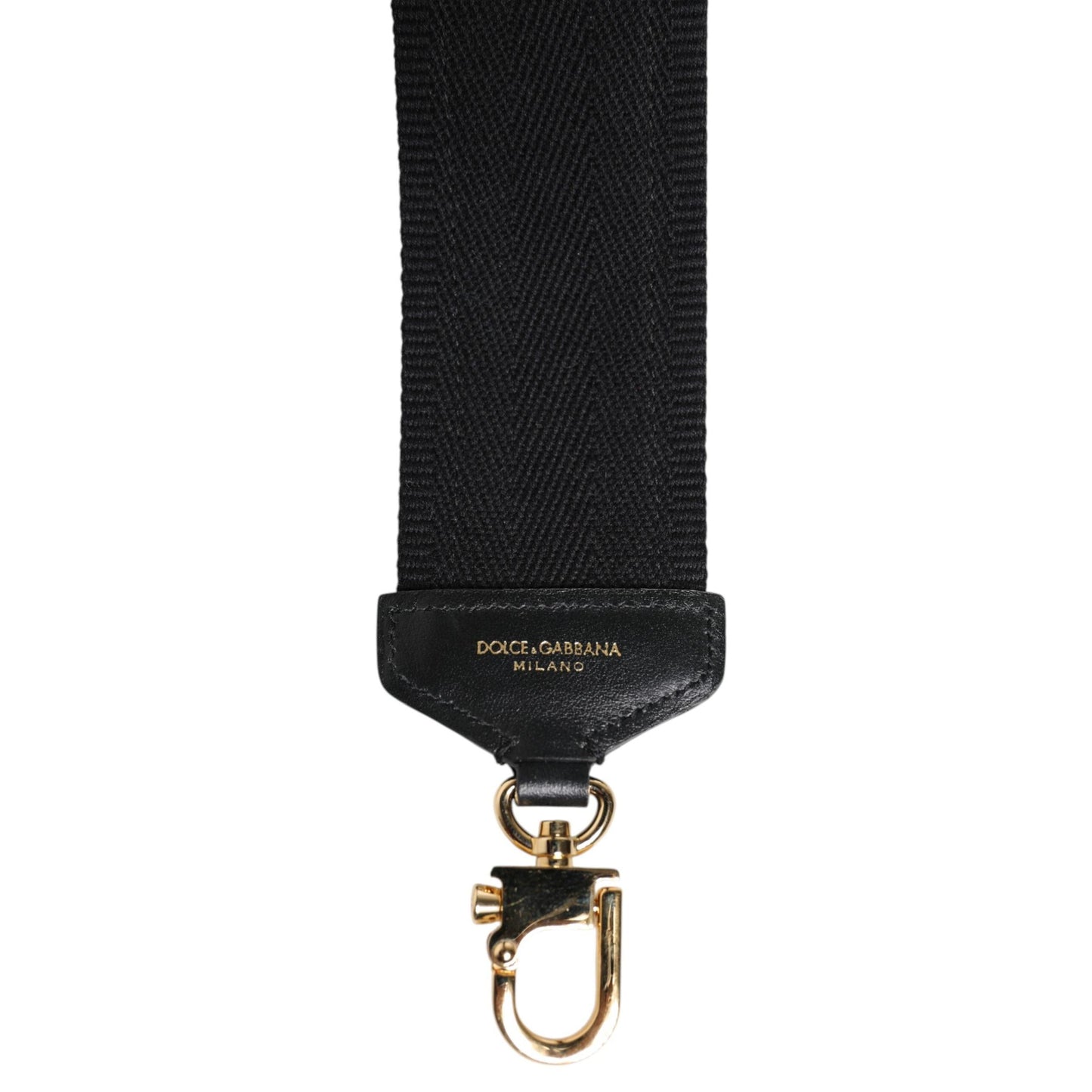 Dolce & Gabbana Black Cotton Printed Women Bag Accessory Shoulder Strap